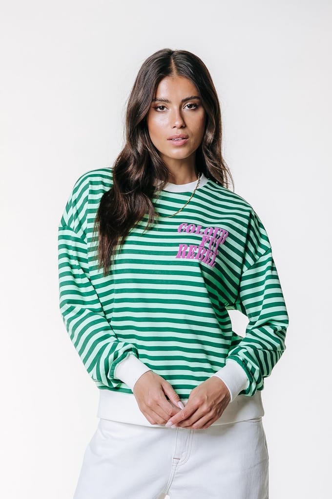 Colourful Rebel Contrast Cuff Sweat - L