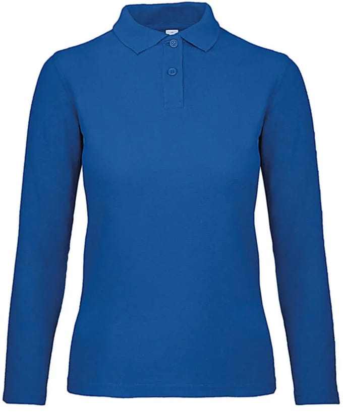 Damespolo met lange mouwen B&C ID.001 LSL