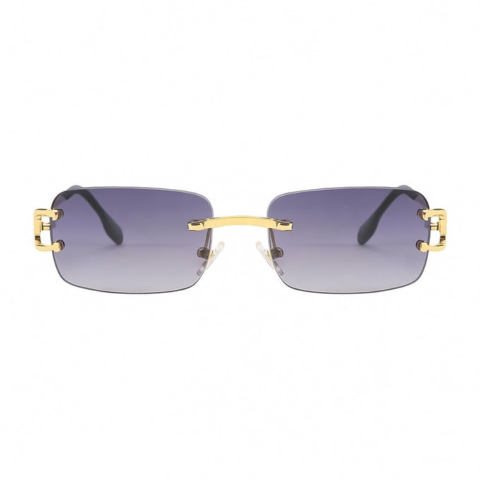PBLIQ® Zonnebril Randloos - Heren - Dames - Grijs - Goud