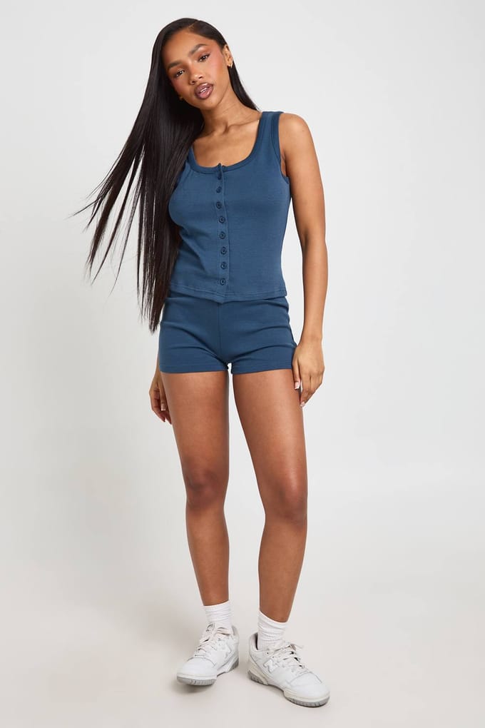 boohoo Dames Doorknoop Vestje | Marineblauw | Maat: 42