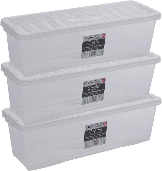 Set van 3 Stapelbare Opbergboxen voor Muziekcd's met Deksel - Transparant