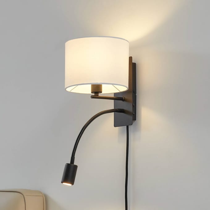 Lindby wandlamp Florens, zwart, LED leeslamp, 23,5 cm