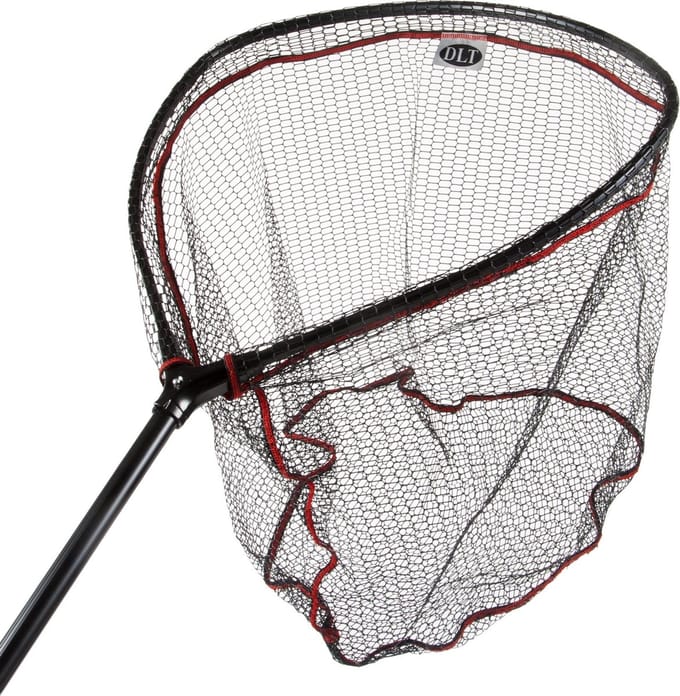 DLT Gummi Predator Compact Net - Schepnet - Rubber Coating - Telescopishe steel - 60x60cm - Rood