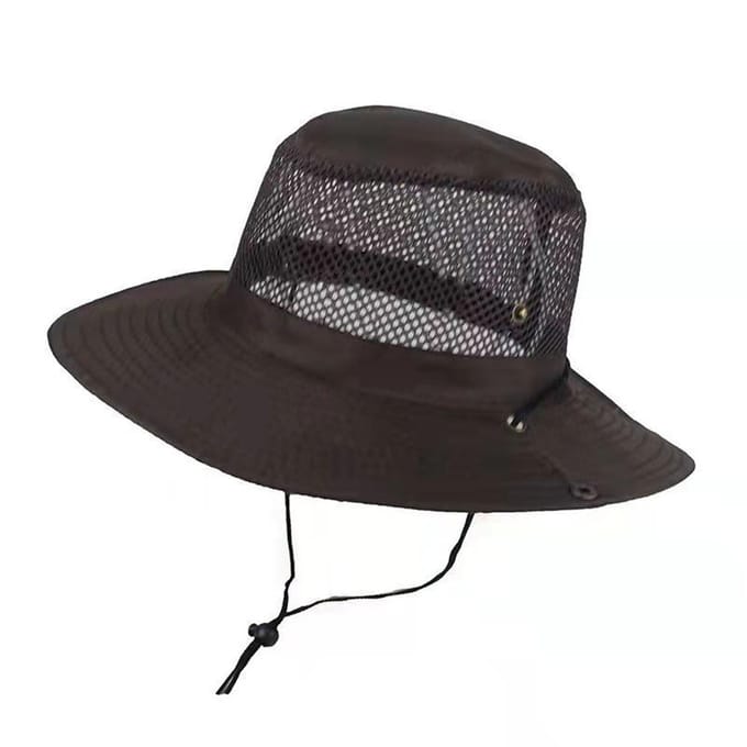Chapeau seau respirant en maille mode à large bord séchage rapide chapeau de pêche imperméable pliable chapeau de pêcheur extérieur gray