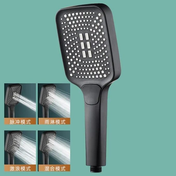 Pommeau de douche à pluie réglable, 4 modes, pomme de douche à grand débit, haute pression, économie d'eau, accessoires de salle de bains gris