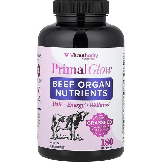 Primal Glow, Rundvlees Orgaan Voedingsstoffen, 180 Capsules
