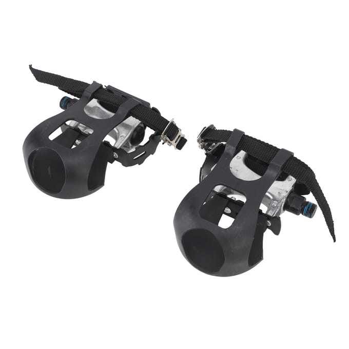 1 Paar Hometrainer Pedalen Aluminium Hometrainer Pedalen met Teenklem en Riemen 916 black