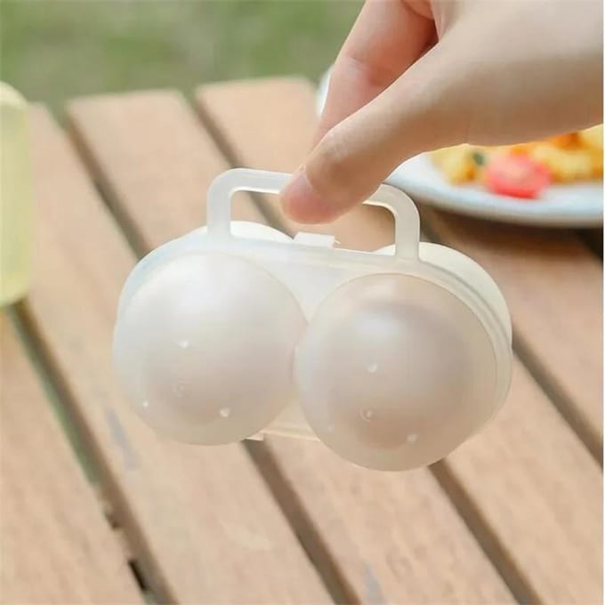 Draagbare eierdoos voor buiten kamperen, plastic eierrek met 2 vakken, eieropbergdoos voor picknick barbecue, eierdoos voor reizen white