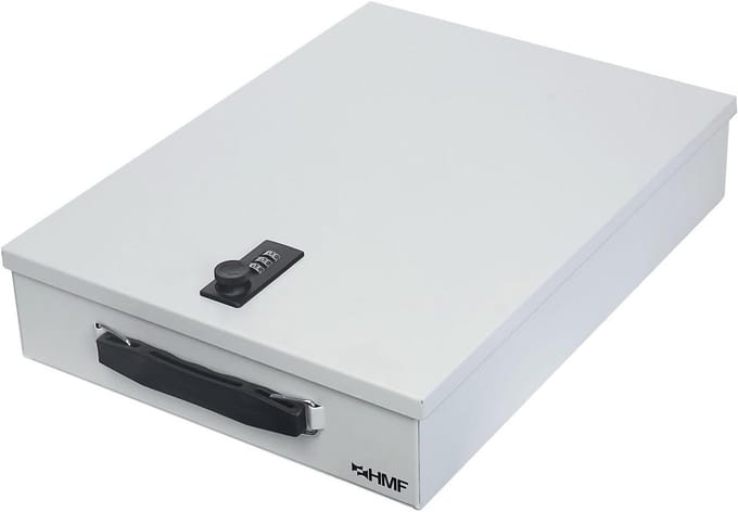 Afsluitbare Documentencassette DIN A4 met Cijferslot - Lichtgrijs