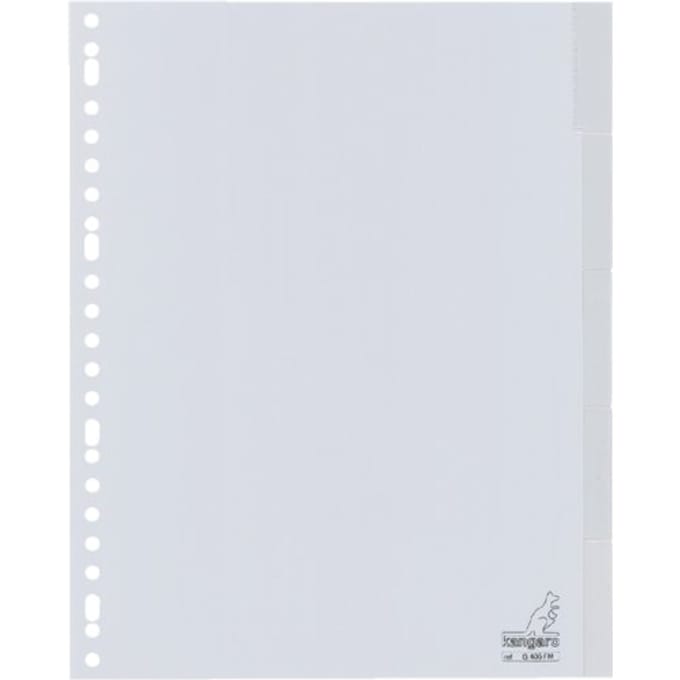 Kangaro tabbladen - A4 - 5-delig met venster - PP 120 micron - grijs - 23-gaats