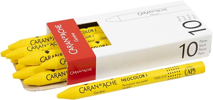 CARAN D’ACHE Neocolor I, L: 10 cm, dikte 8,5 mm, yellow (010), 10 stuk