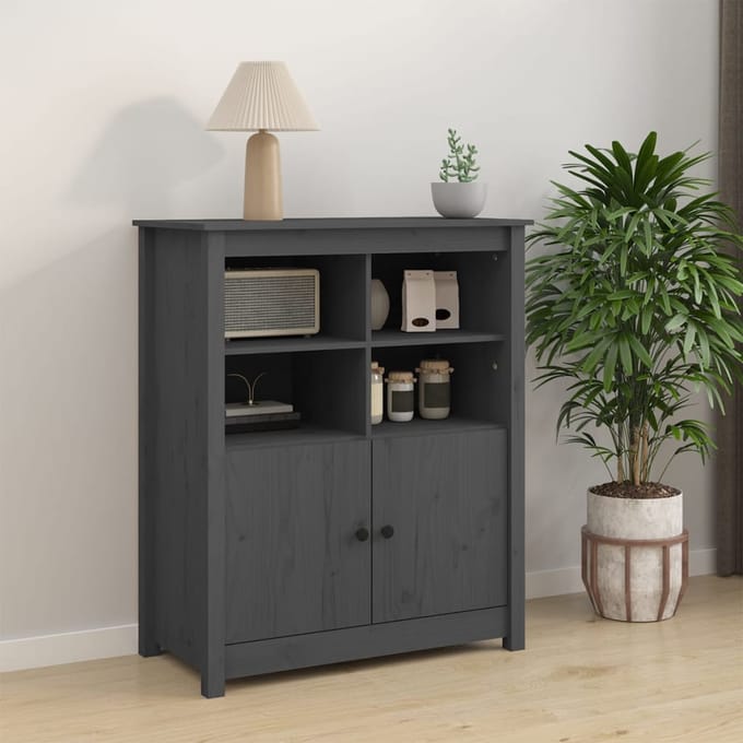 vidaXL - Dressoir - 83x41,5x100 - cm - massief - grenenhout - grijs