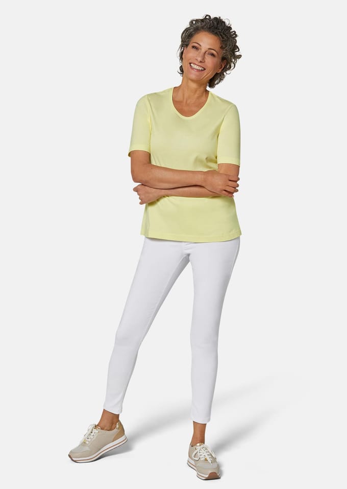 Basic shirt van puur katoen - geel - Gr. 52 van Goldner Fashion
