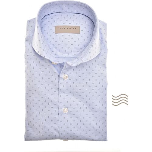 John Miller Overhemd Easy Care Luxury Cotton Mini Design Licht Blauw / male