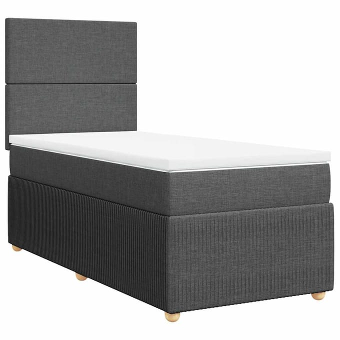 vidaXL - Boxspring - met - matras - stof - donkergrijs - 100x200 - cm