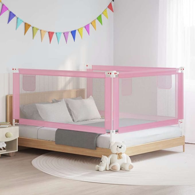 Barrière de lit pour tout-petit Rose 180 x 25 cm Tissu
