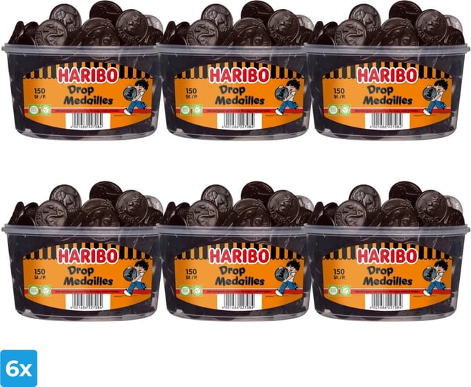 Haribo Drop Medailles (6x 150 stuks)