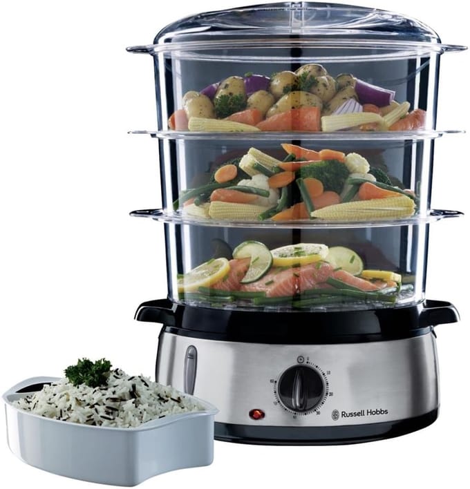 Stoomkoker 9L - 3 Laags Voedselstomer - 60 Min Timer - Automatische Uitschakeling - 800W