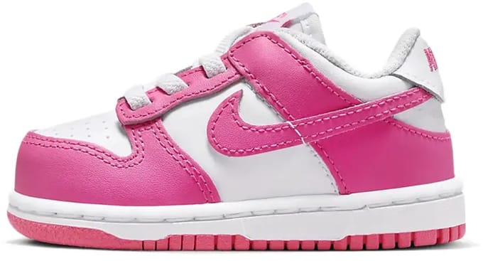 Nike Dunk Low - Maat 21 - Wit/Roze/Laser Fuchsia / Wit Roze - Dunk - Lifestyle - Kinder Sneakers voor Jongens en Meisjes