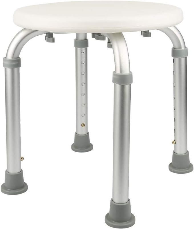 Douchestoel - Badkruk Hulpmiddel - Veilig Douchen - In Hoogte Verstelbaar - 32 x 32 x 54 cm - Wit