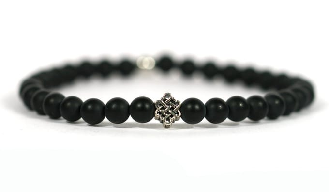 IbizaMen - matte onyx - 925 Zilver eindeloze knoop - 6mm - 21cm