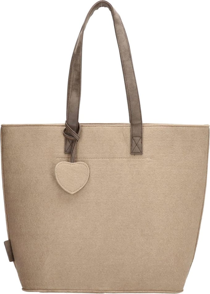 Beagles VILTEN Shopper Schoudertas Beige Vilt met Rits TRENDY