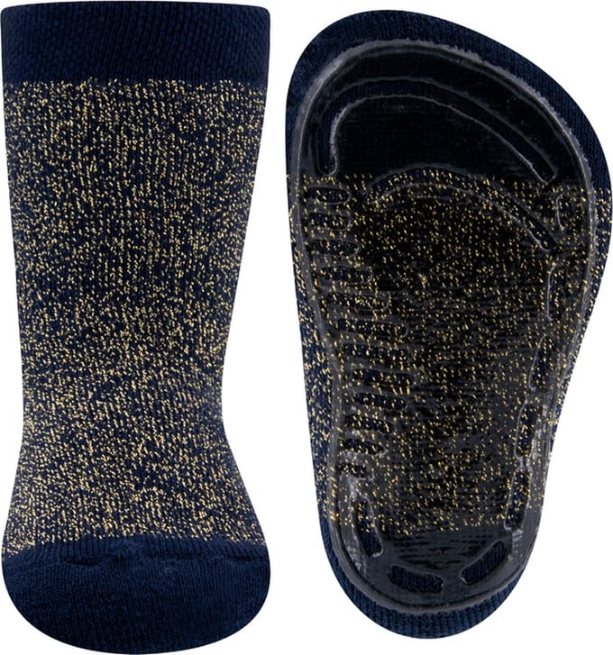 Ewers antislip sokken donker blauw met goud draad