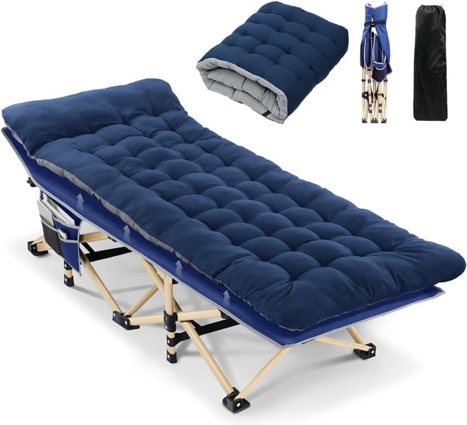 Veldbedden 1 Persoon - Veldbed - Veldbedden 1 Persoon met Matras -Donkerblauw