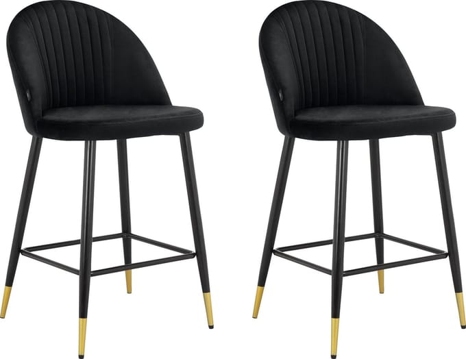 Marlis-Barkruk - Set van 2 - Zwart Fluweel