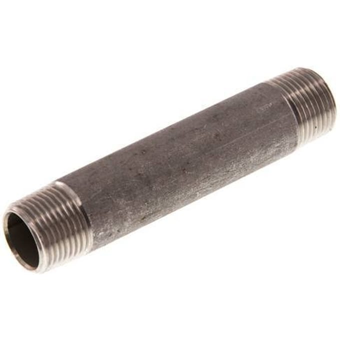R 3/8'' RVS Dubbele Pijpnippel 20 Bar DIN 2982 - 80mm