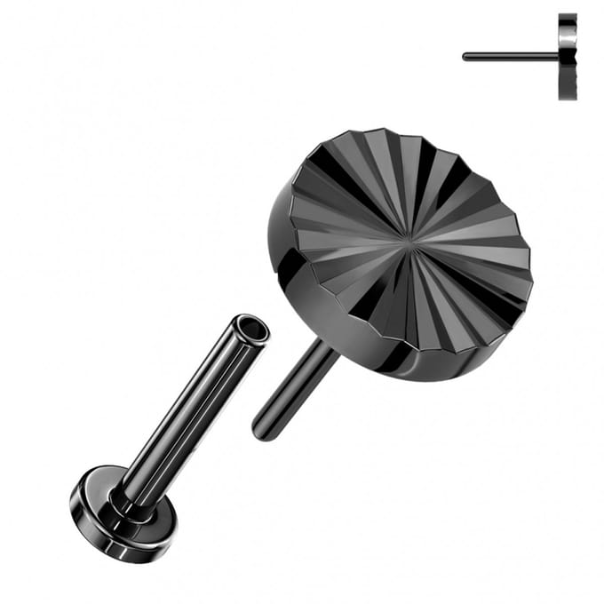Piercing titanium gegraveerd rondje push in 1.2x6 - zwart - LMPiercings