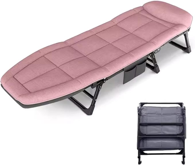 Opklapbed 1 Persoon - Gastbed Campingbed - Extra Slaapplaats - Verstelbare Rugleuning - 180x60x35cm - One Color