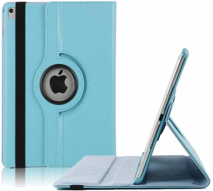 Ntech Apple iPad 9.7 (2018) Hoes Case Cover 360° draaibaar Multi stand Licht Blauw