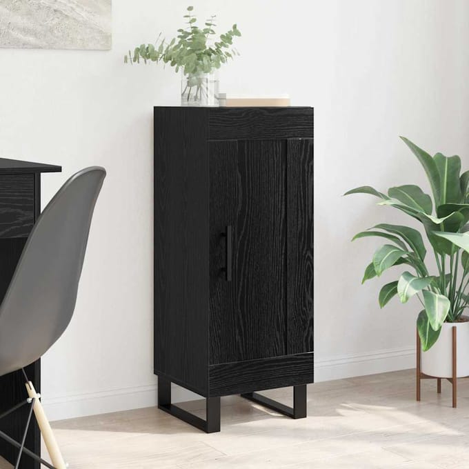 vidaXL Dressoir Zwart Eiken 34,5 x 34 x 90 cm Gemonteerd hout en ijzer
