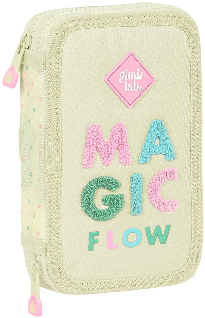 Schooletui met Accessoires Glow Lab Magic flow Beige (12.5 x 19.5 x 4 cm) (28 pcs)