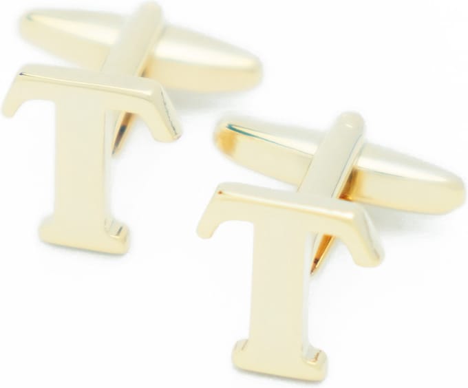Manchetknopen - Letters Initialen Letter T Goudkleurig