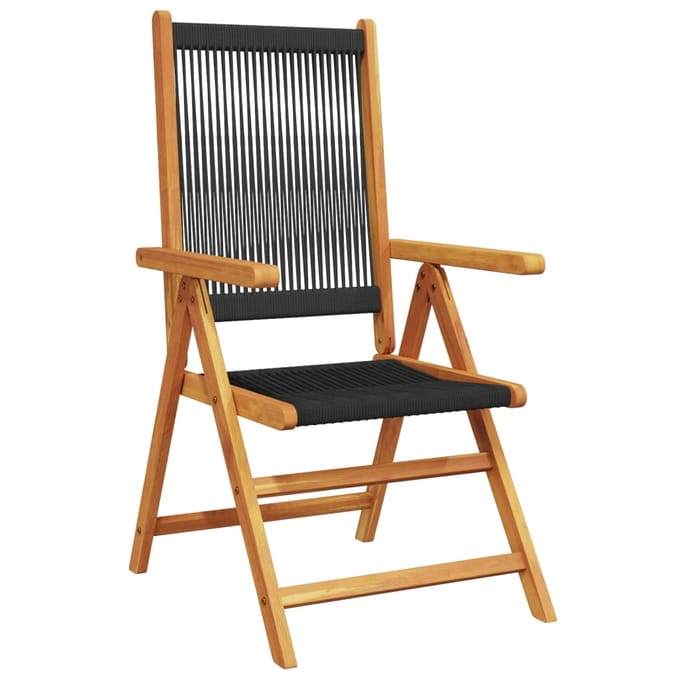 vidaXL - Verstelbare - klapstoelen, - 8 - stuks, - zwart, - massief - acaciahout