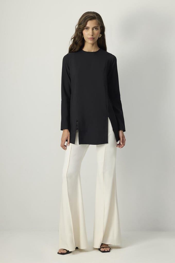 Touché Privé - Crêpe tuniek met splitdetails - Zwart - Dames
