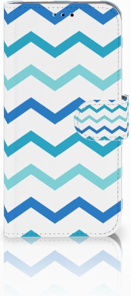 Samsung Galaxy A40 Telefoon Hoesje Zigzag Blauw
