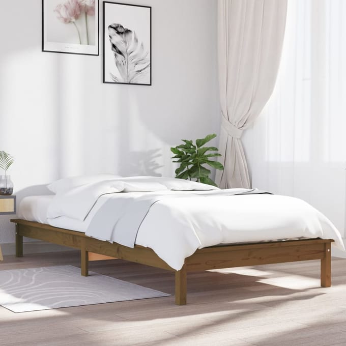 vidaXL - Bedframe - massief - grenenhout - honingbruin - 90x200 - cm