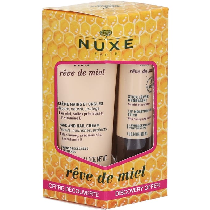 Nuxe Rêve de Miel Hand- en Nagelcrème + Hydraterende Lipstick 1 Set