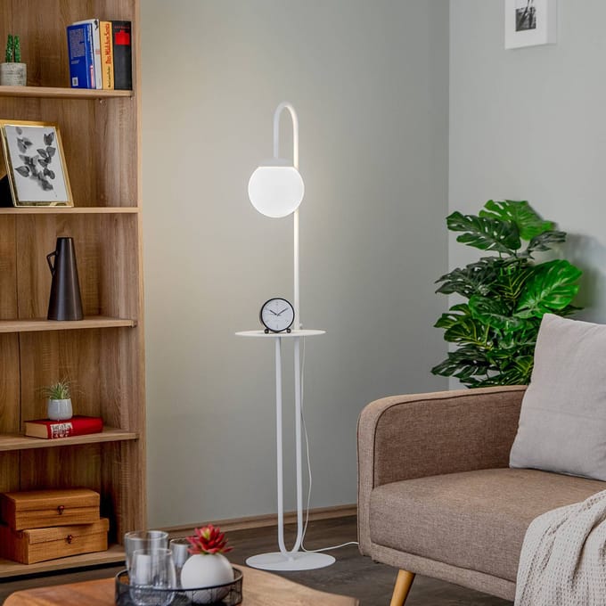 EMIBIG LIGHTING Vloerlamp Bari, wit, metaal, glas
