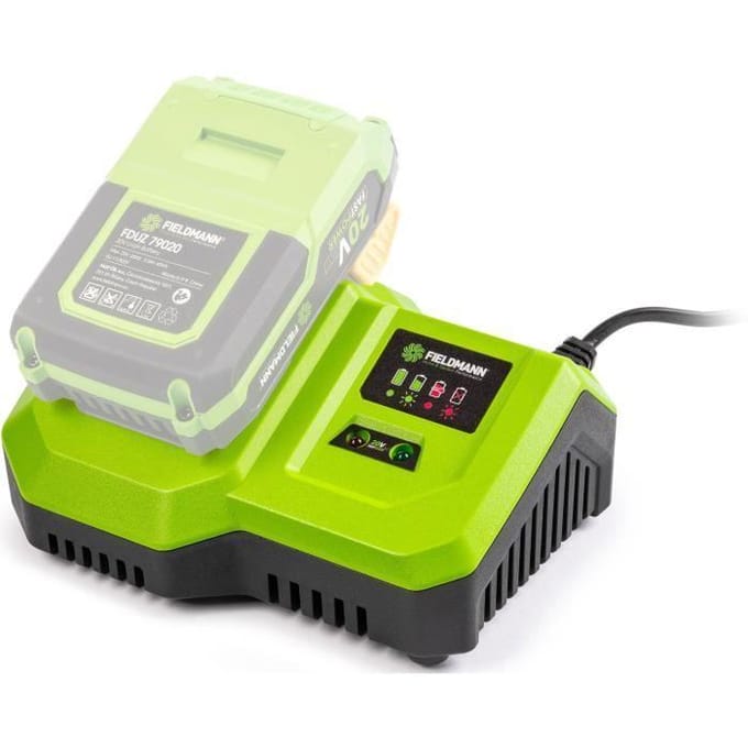 Chargeur rapide - FIELDMANN - Pour batterie 20V - Charge 2Ah en 30 min - Compatible 2Ah, 4Ah, 8Ah