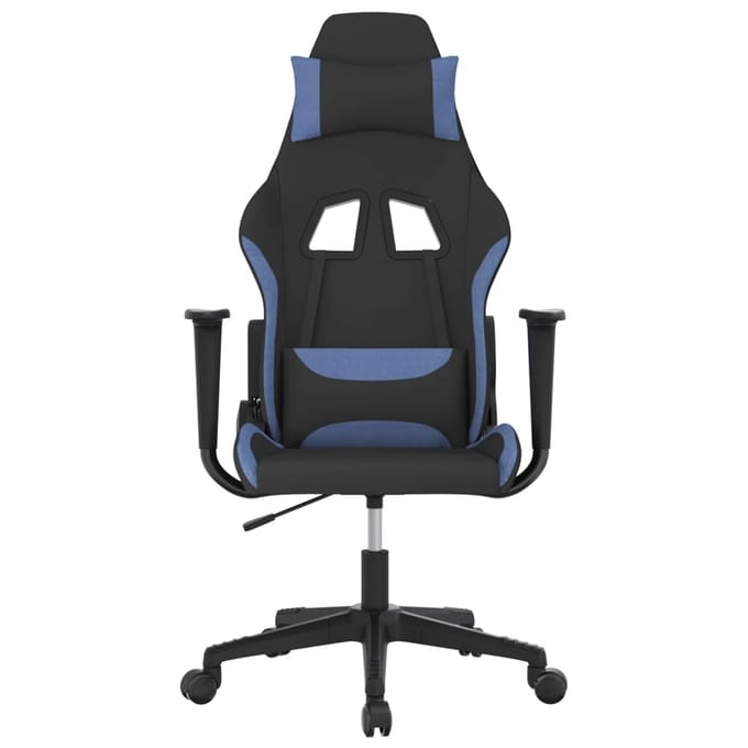 vidaXL - Gamestoel - stof - zwart - en - blauw