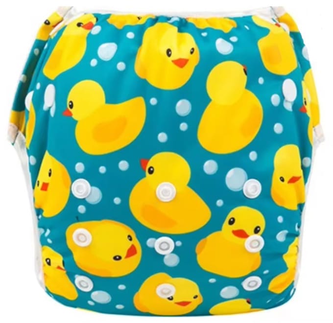 Wasbare Zwemluier – One Size 8–25 kg – Geel Badeend – Verstelbaar & Duurzaam