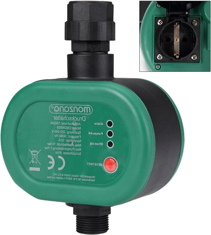 Drukschakelaar Pomp - Automatische Pompbesturing - Waterdruk Regelen - Instelbare Startdruk - 10 bar - Groen