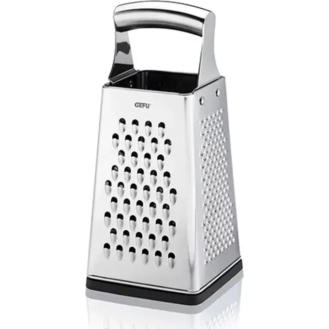 GEFU GRATO Blokrasp 24,5 cm – 4-in-1 – RVS – Inclusief Opvangbak en Antislipdeksel