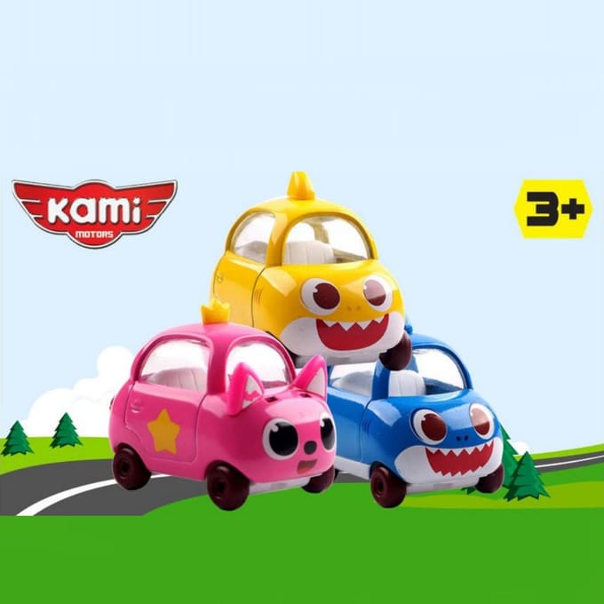 Pinkfong Babyshark Mini-auto gegoten metalen speelgoed Kamicar-speelgoed 10 soorten