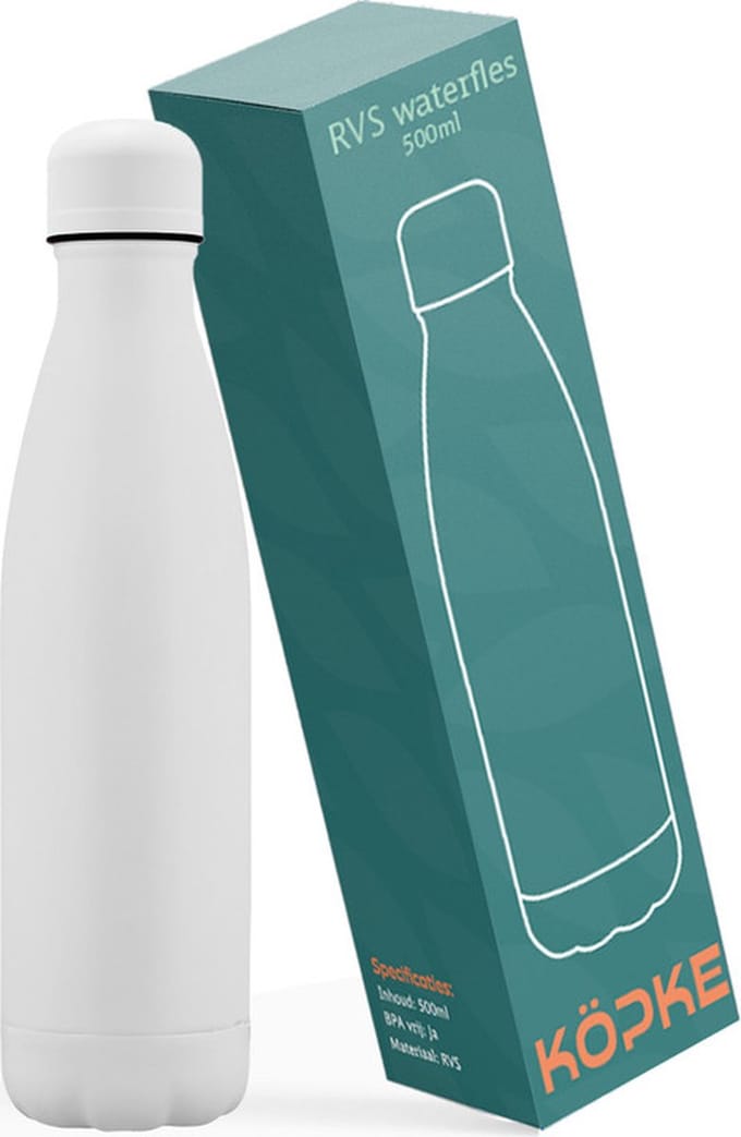 Köpke RVS drinkfles - 50cl - Wit - RVS Drinkfles - Waterflessen