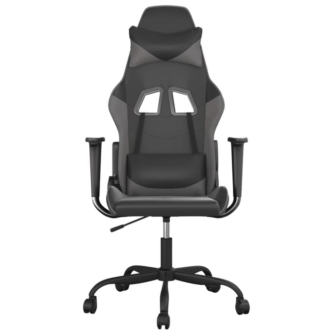 vidaXL - Massage - gamestoel - kunstleer - zwart - en - grijs